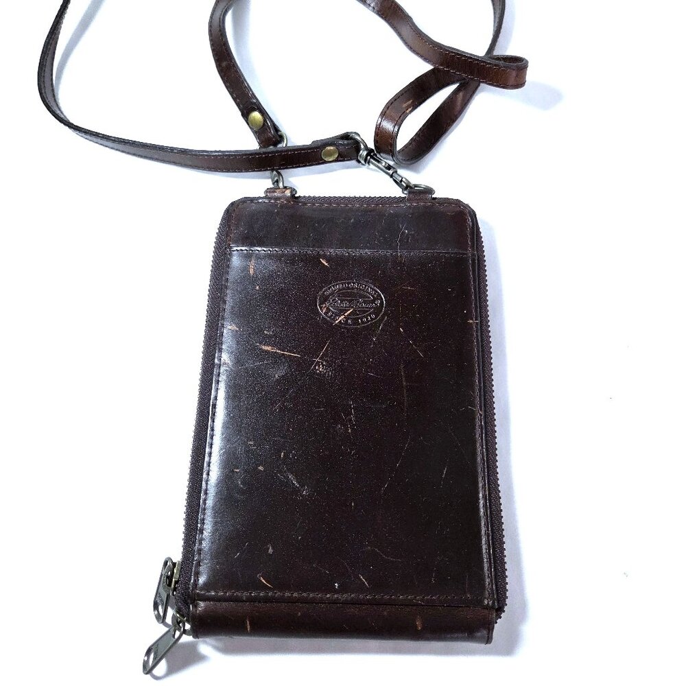 Vintage Eddie Bauer Brown Leather Crossbody Travel Bag